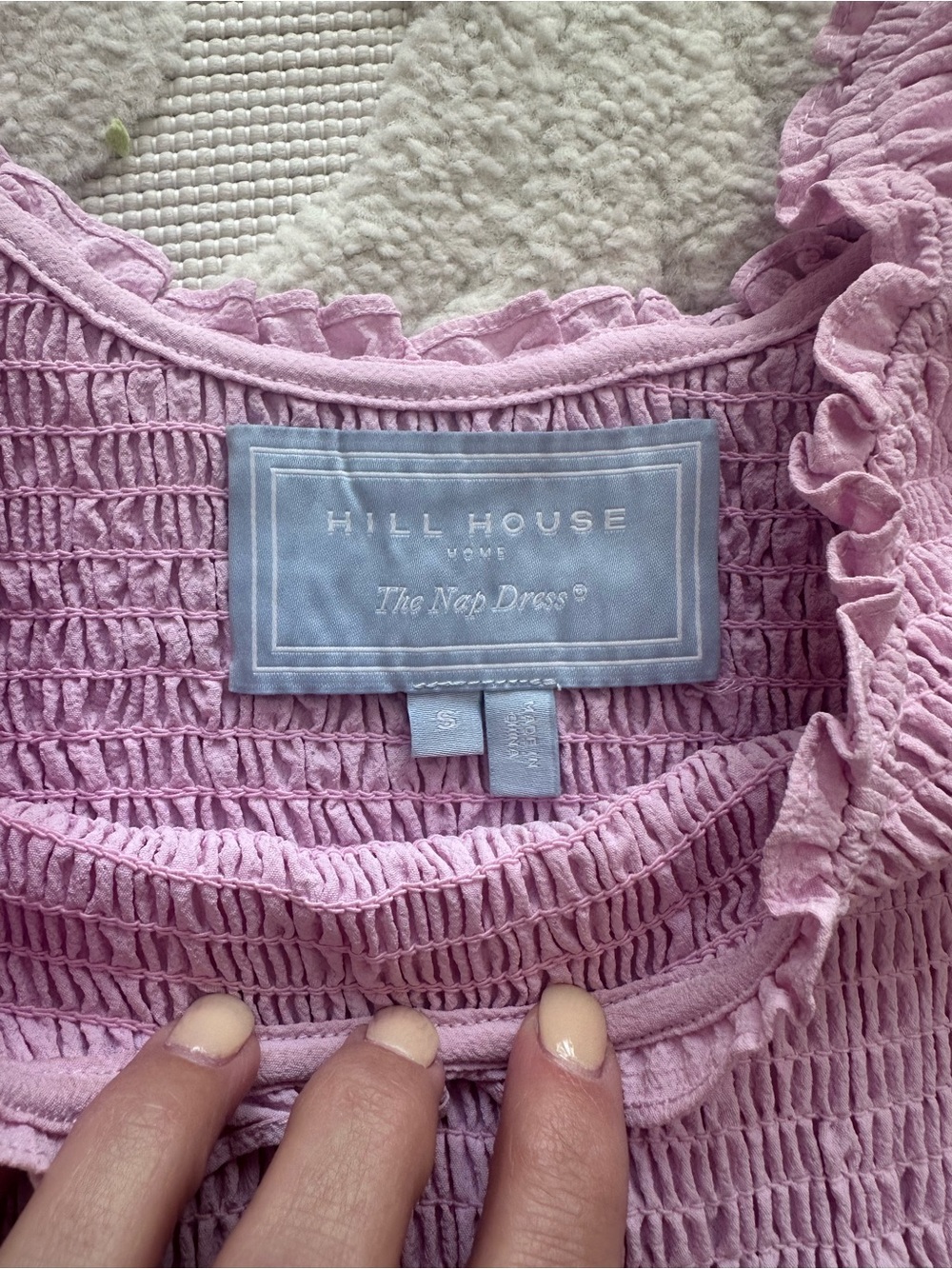 Hill House Nap Dress in Light Pink Smocked Polyester - Picture 2 of 2
